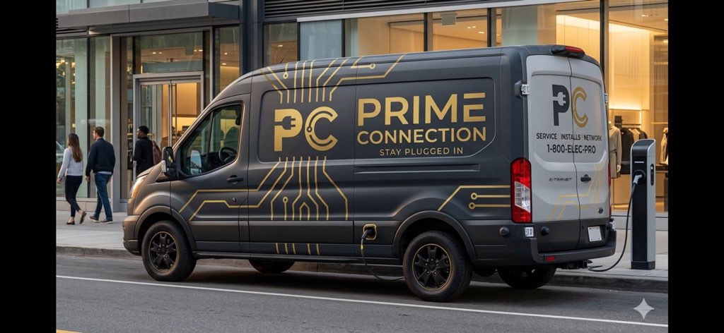 Prime Connection service van on a job